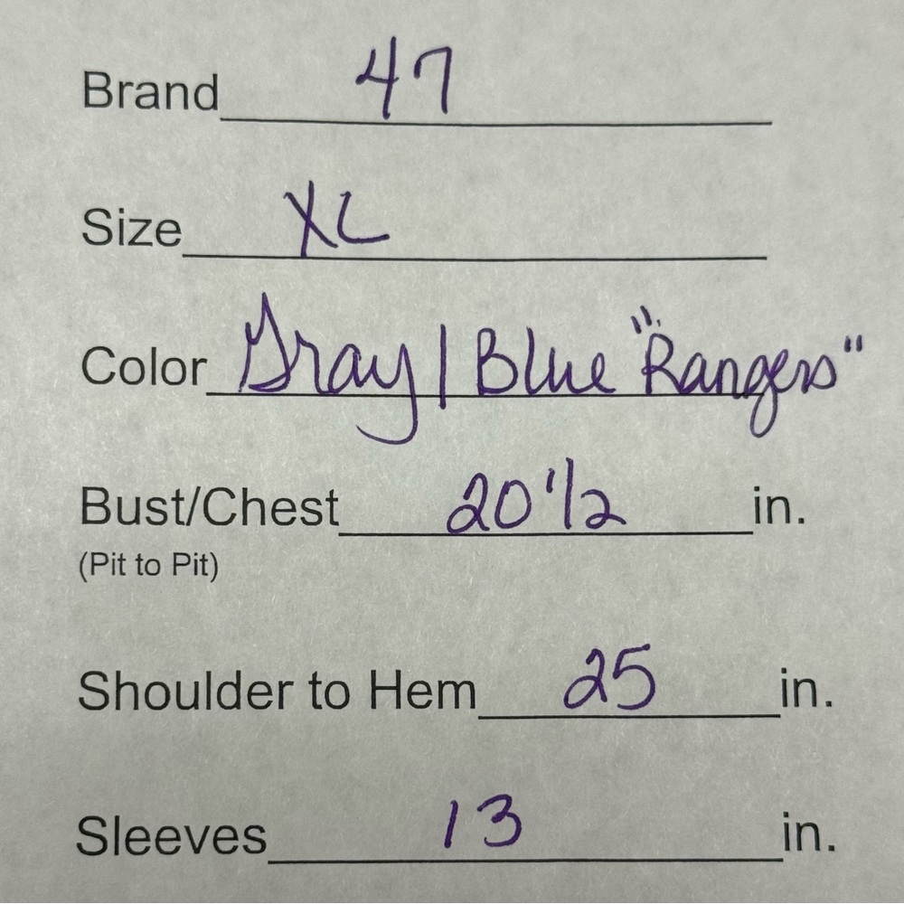 ’47 Brand Texas Rangers MLB Tee Women’s XL Gray Blue Raglan Baseball Shirt - Picture 7 of 7
